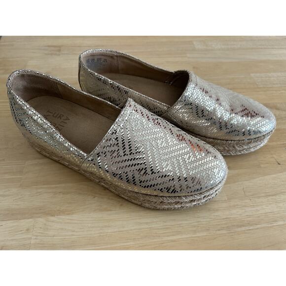 Naturalizer Womens Thea 3 Platform Espadrille Slip on Gold Leather Women’s 7.5 - Picture 1 of 6